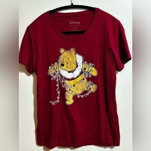 Disney Red Winnie the Pooh Holiday Tee